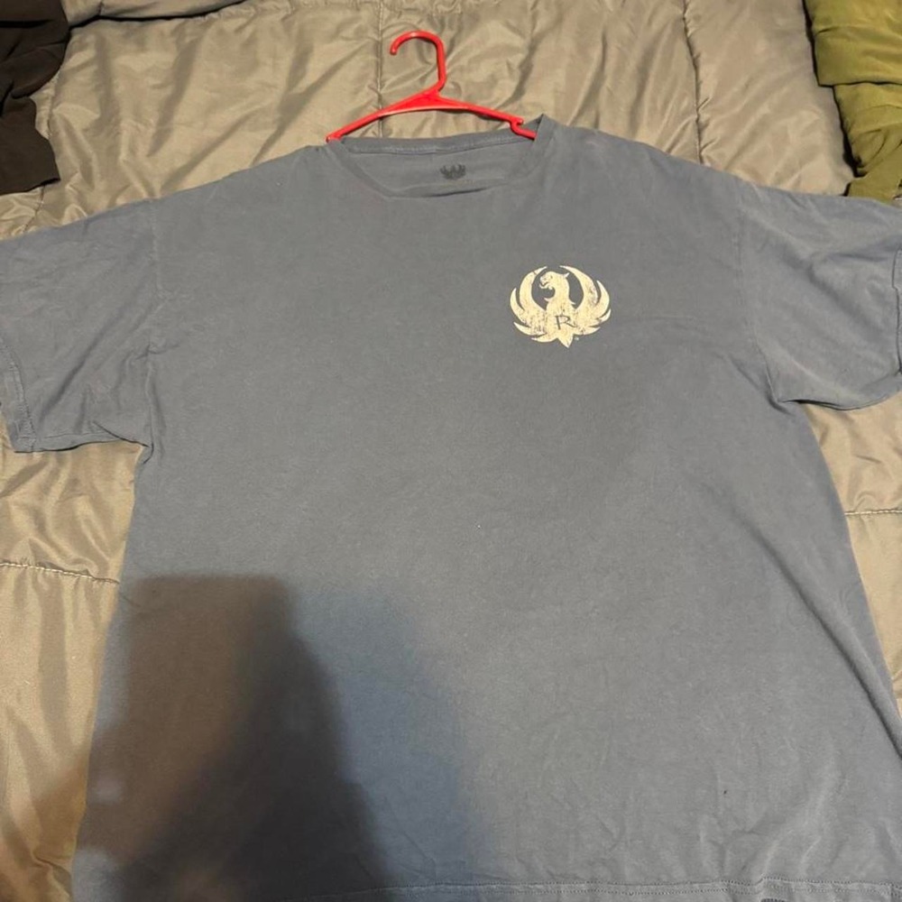 Ruger blue cotton t-shirt with white logo, size XL